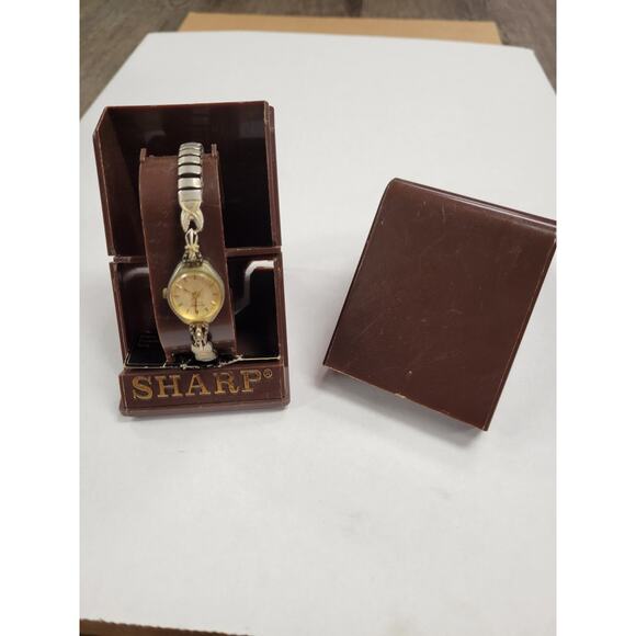 Vintage 1950s 1960s Sharp Women's Bracelet Watch Quartz Expansion Band - Picture 2 of 7